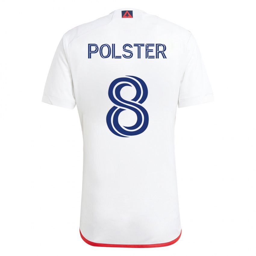 Mænd Matt Polster #8 Hvid Rød Udebane Spillertrøjer 2023/24 Trøje T-Shirt