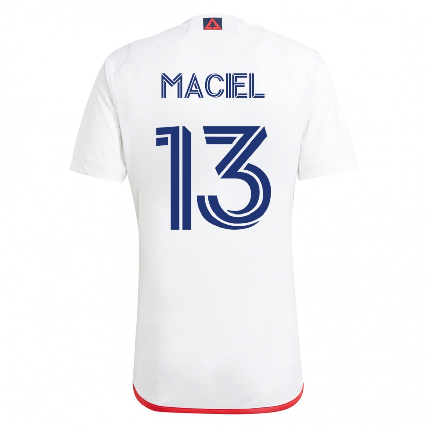 Mænd Maciel #13 Hvid Rød Udebane Spillertrøjer 2023/24 Trøje T-Shirt