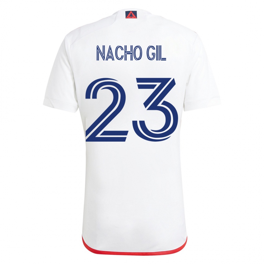Mænd Nacho Gil #23 Hvid Rød Udebane Spillertrøjer 2023/24 Trøje T-Shirt