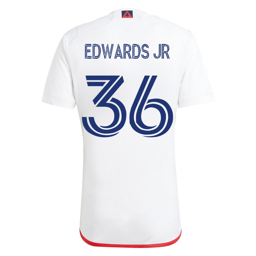 Mænd Earl Edwards Jr. #36 Hvid Rød Udebane Spillertrøjer 2023/24 Trøje T-Shirt