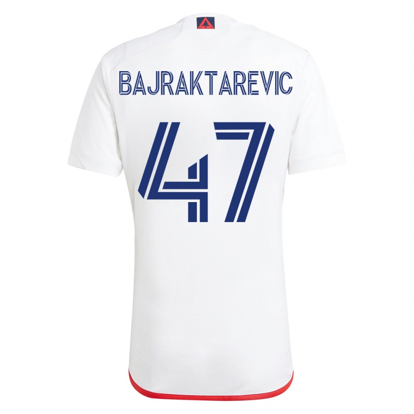 Mænd Esmir Bajraktarevic #47 Hvid Rød Udebane Spillertrøjer 2023/24 Trøje T-Shirt