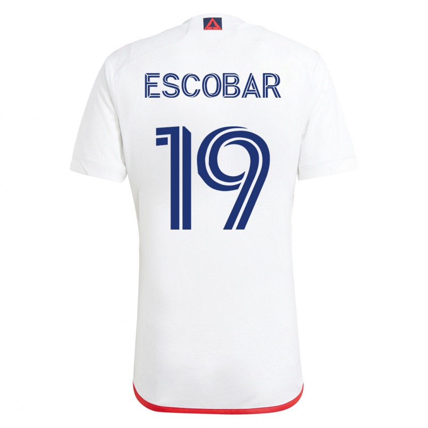 Mænd Olger Escobar #19 Hvid Rød Udebane Spillertrøjer 2023/24 Trøje T-Shirt