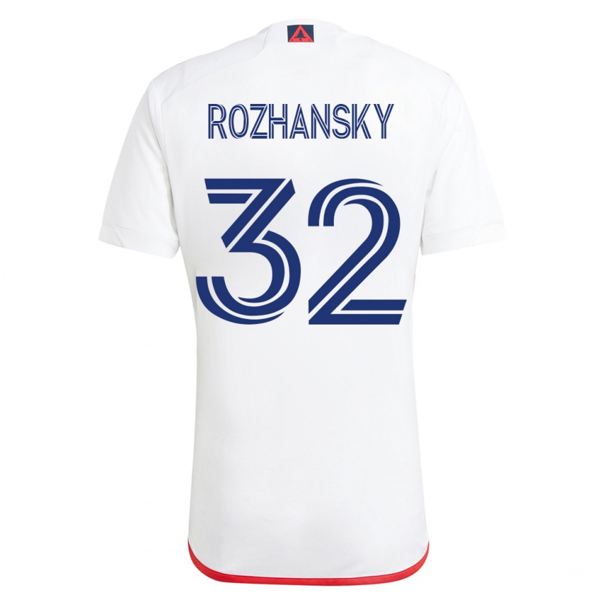 Mænd Jake Rozhansky #32 Hvid Rød Udebane Spillertrøjer 2023/24 Trøje T-Shirt