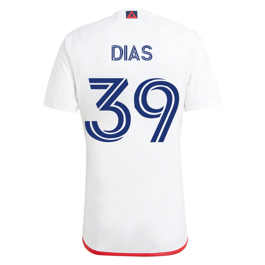 Mænd Marcos Dias #39 Hvid Rød Udebane Spillertrøjer 2023/24 Trøje T-Shirt