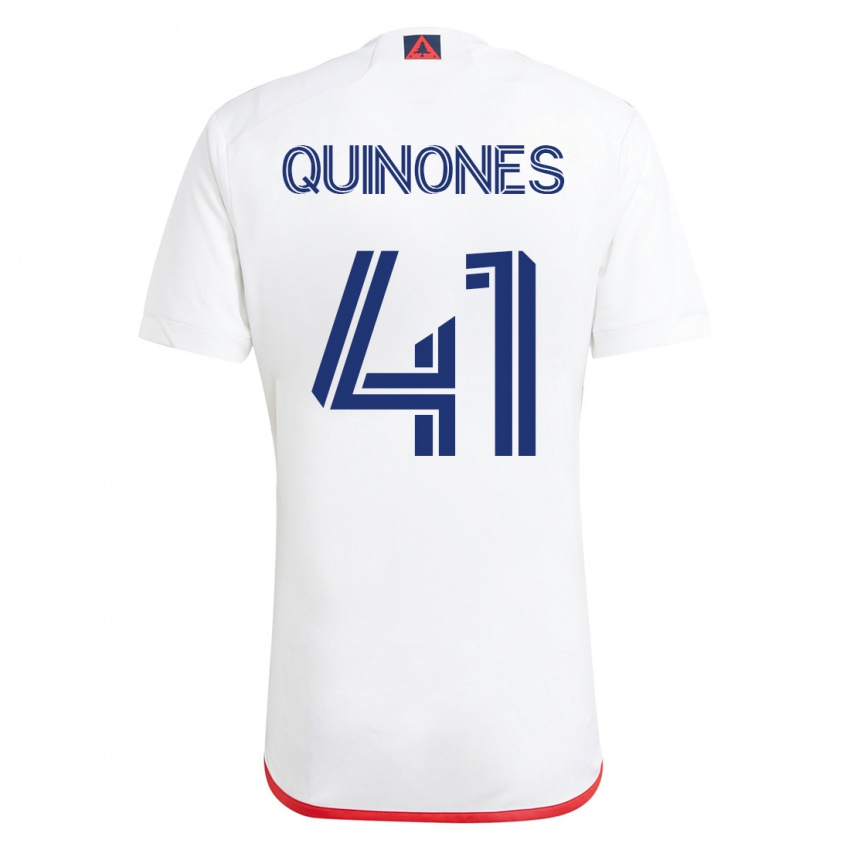 Mænd Colby Quiñónes #41 Hvid Rød Udebane Spillertrøjer 2023/24 Trøje T-Shirt