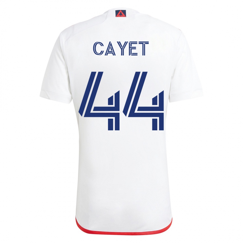Mænd Pierre Cayet #44 Hvid Rød Udebane Spillertrøjer 2023/24 Trøje T-Shirt