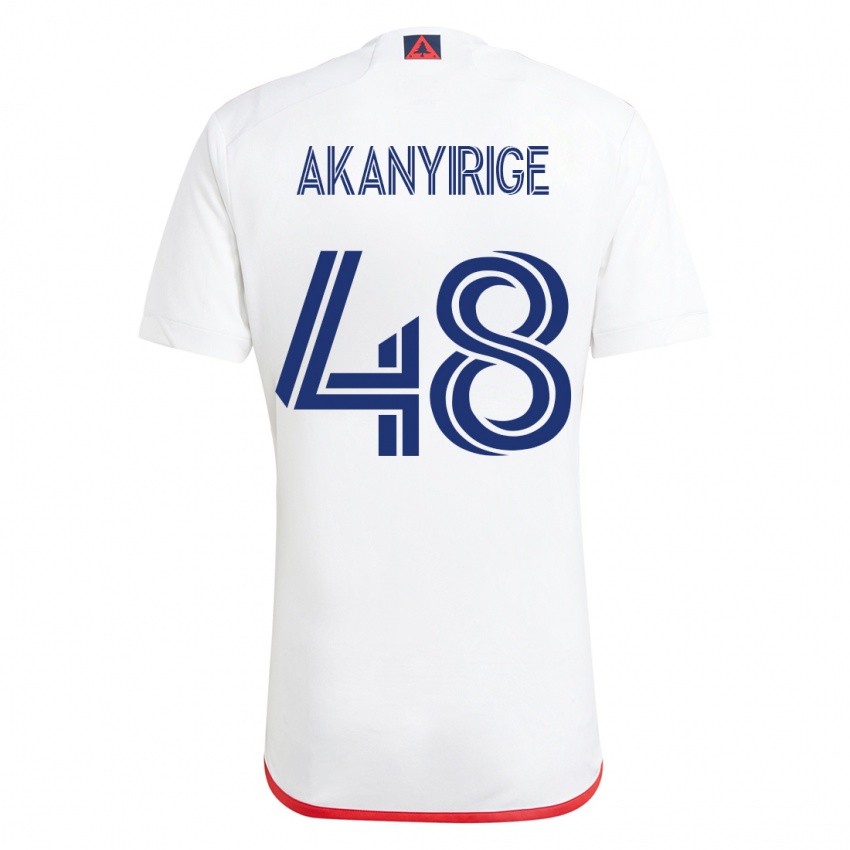 Mænd Jacob Akanyirige #48 Hvid Rød Udebane Spillertrøjer 2023/24 Trøje T-Shirt