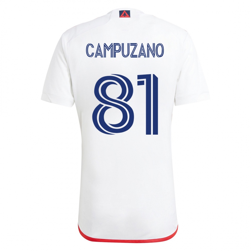 Mænd Nico Campuzano #81 Hvid Rød Udebane Spillertrøjer 2023/24 Trøje T-Shirt