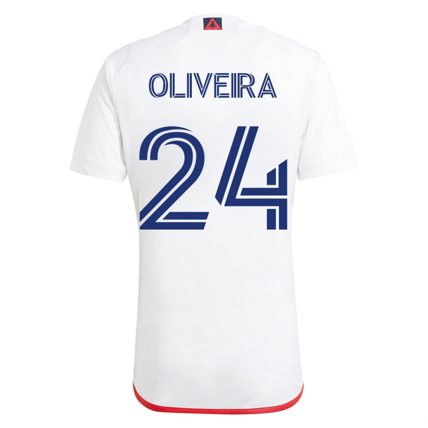 Mænd Cristiano Oliveira #24 Hvid Rød Udebane Spillertrøjer 2023/24 Trøje T-Shirt