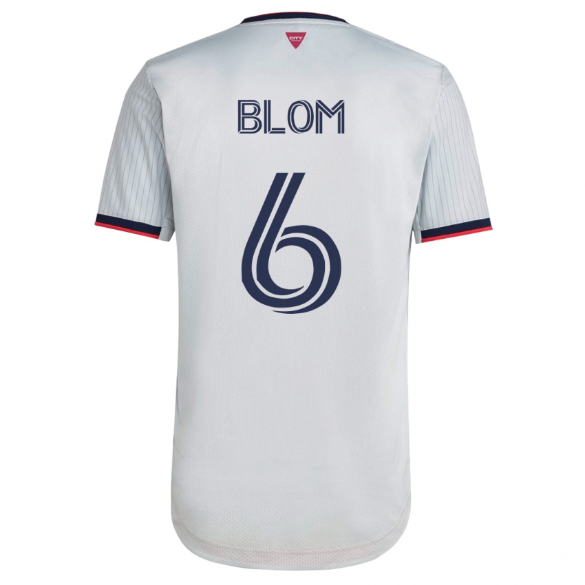 Mænd Njabulo Blom #6 Hvid Udebane Spillertrøjer 2023/24 Trøje T-Shirt