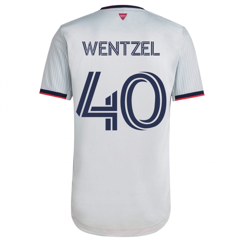 Mænd Michael Wentzel #40 Hvid Udebane Spillertrøjer 2023/24 Trøje T-Shirt