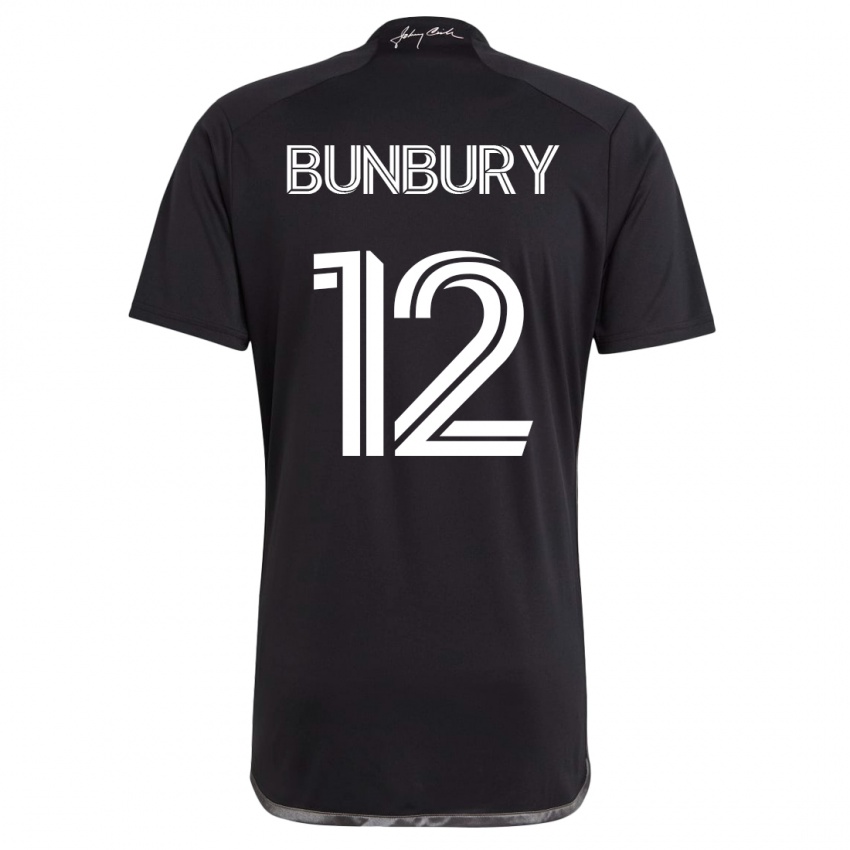 Mænd Teal Bunbury #12 Sort Udebane Spillertrøjer 2023/24 Trøje T-Shirt