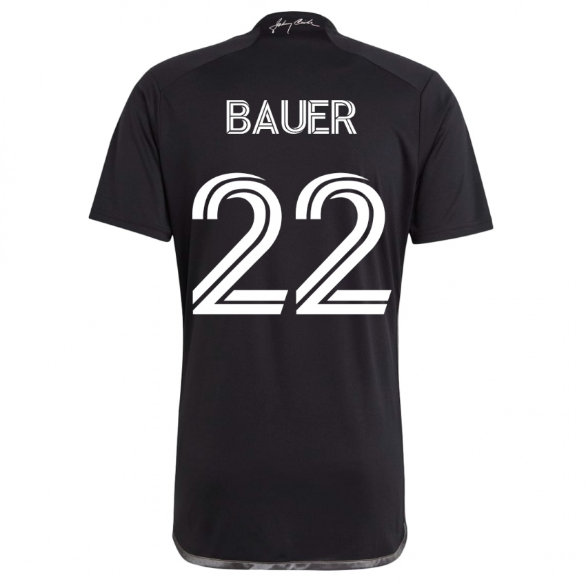 Mænd Josh Bauer #22 Sort Udebane Spillertrøjer 2023/24 Trøje T-Shirt