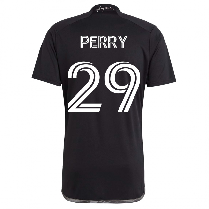 Mænd Nebiyou Perry #29 Sort Udebane Spillertrøjer 2023/24 Trøje T-Shirt