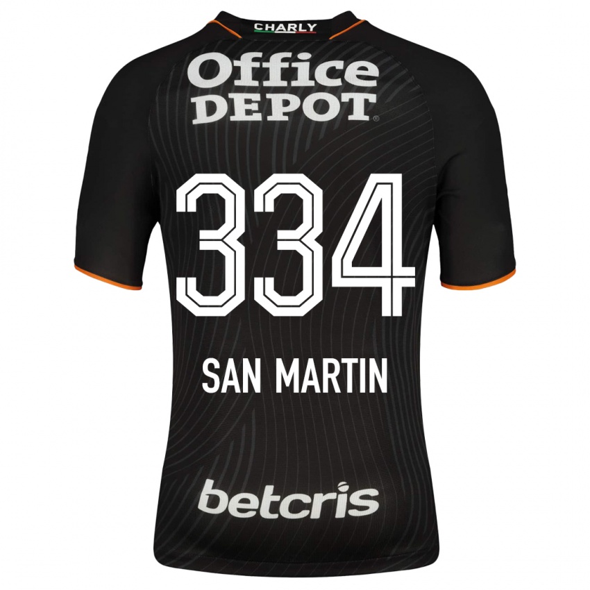 Mænd Uziel San Martín #334 Sort Udebane Spillertrøjer 2023/24 Trøje T-Shirt