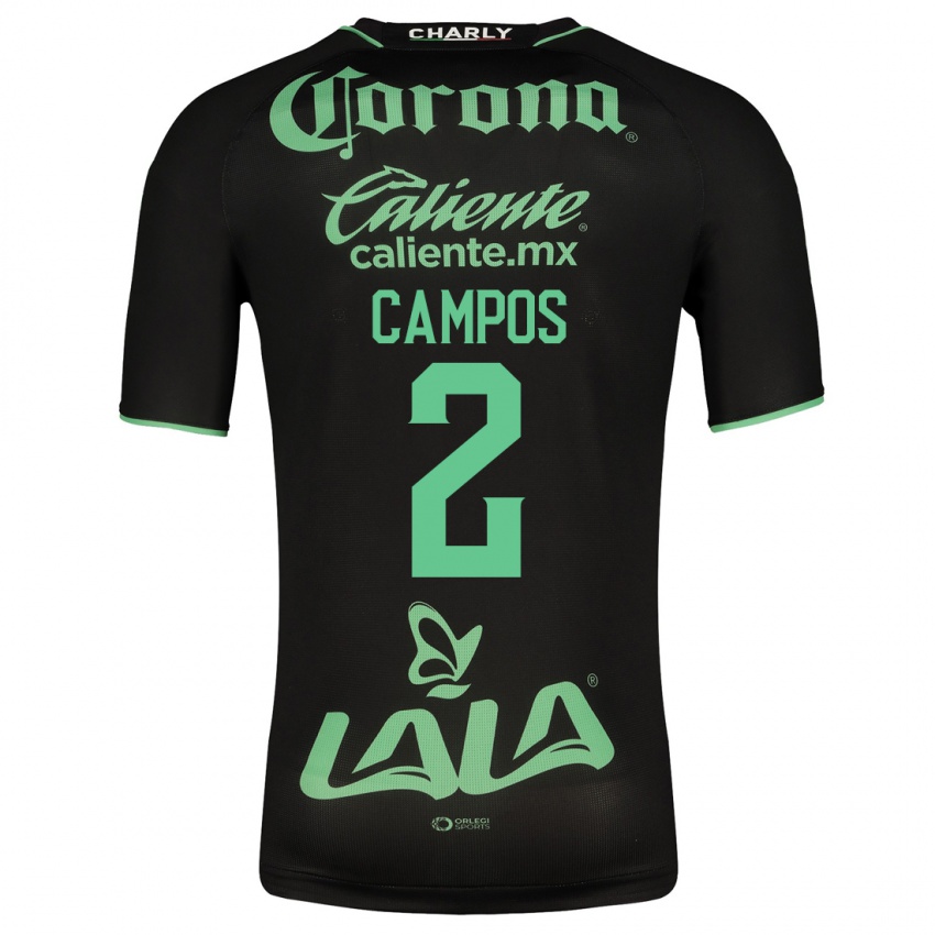 Mænd Omar Campos #2 Sort Udebane Spillertrøjer 2023/24 Trøje T-Shirt