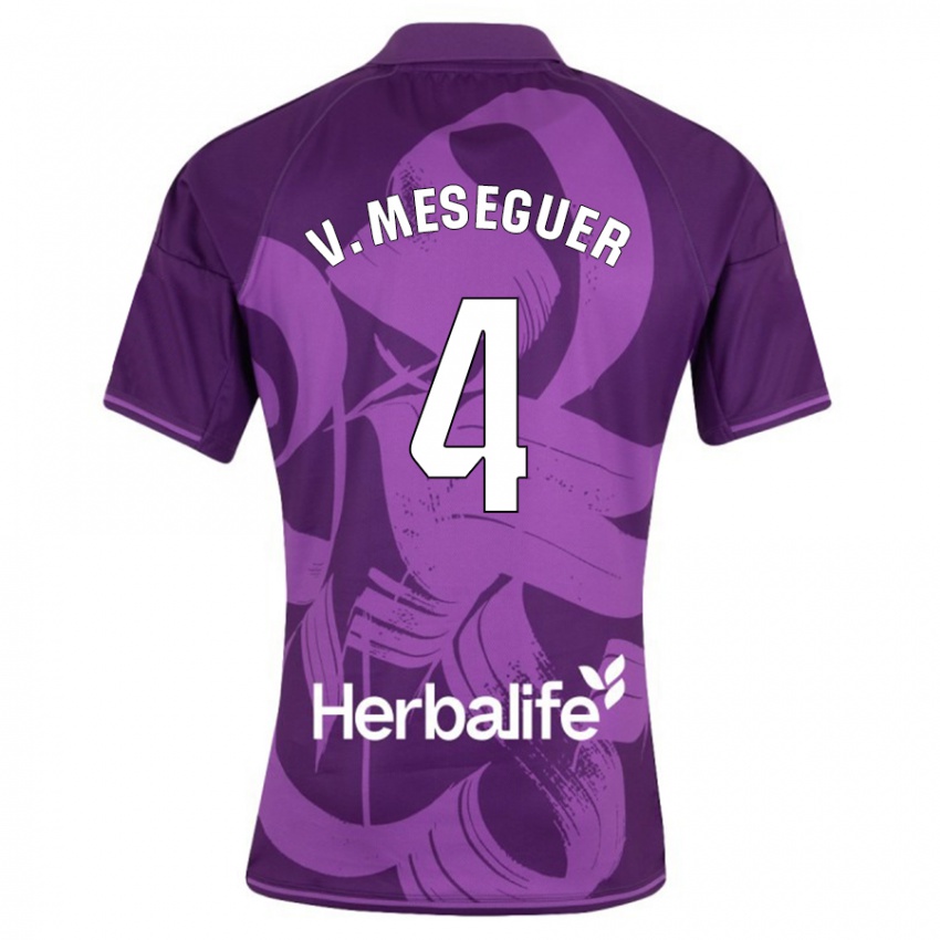 Mænd Víctor Meseguer #4 Viol Udebane Spillertrøjer 2023/24 Trøje T-Shirt
