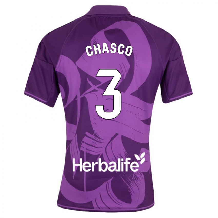 Mænd Raúl Chasco #3 Viol Udebane Spillertrøjer 2023/24 Trøje T-Shirt