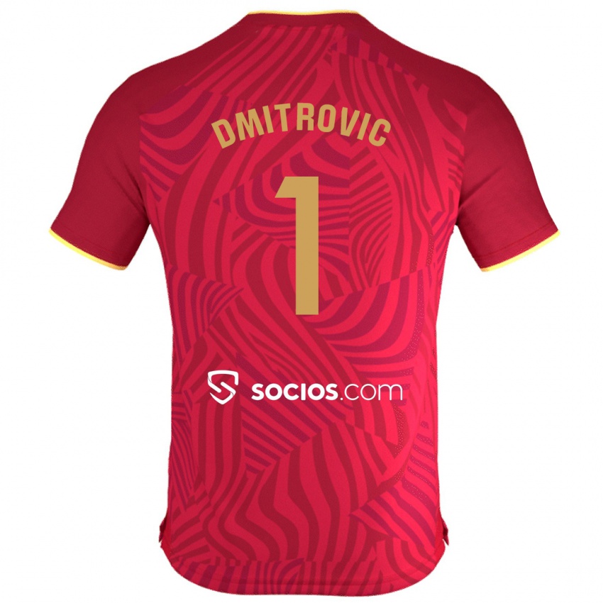 Mænd Marko Dmitrovic #1 Rød Udebane Spillertrøjer 2023/24 Trøje T-Shirt