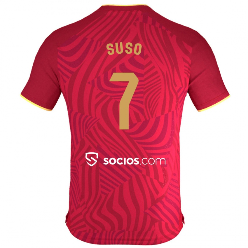 Mænd Suso #7 Rød Udebane Spillertrøjer 2023/24 Trøje T-Shirt