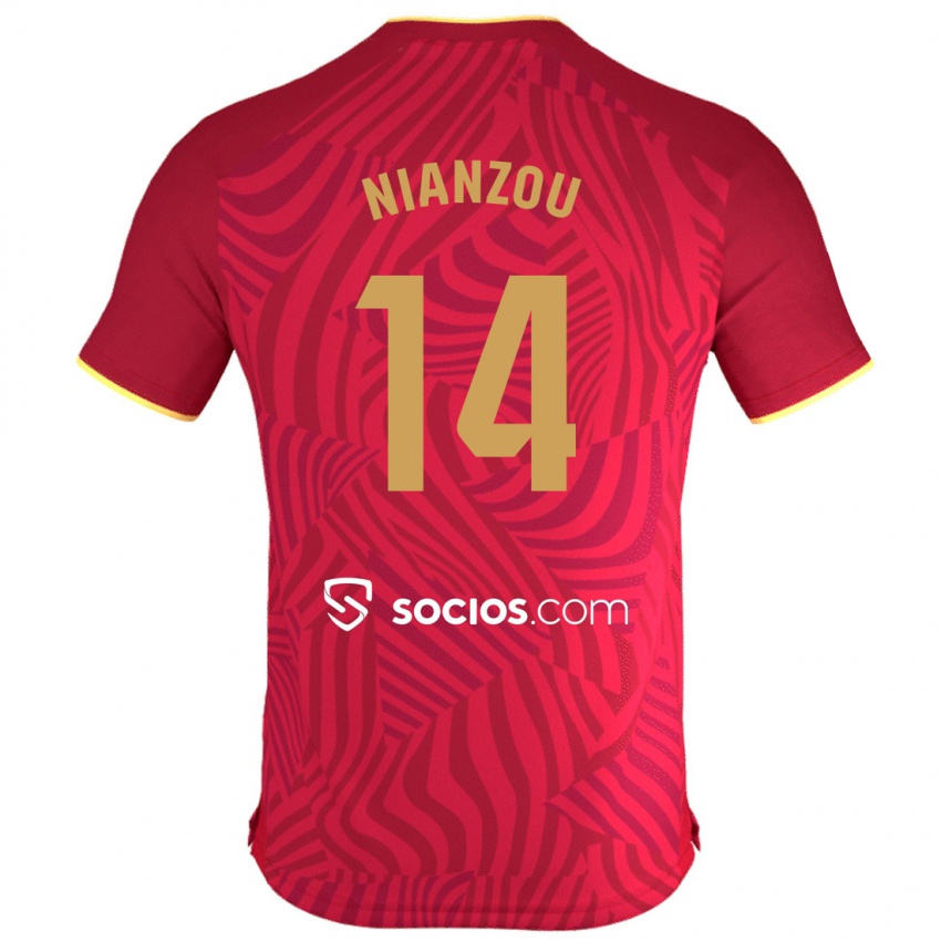 Mænd Tanguy Nianzou #14 Rød Udebane Spillertrøjer 2023/24 Trøje T-Shirt