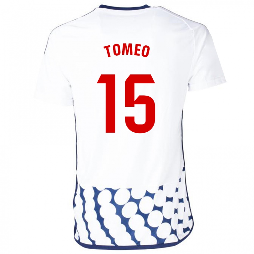 Mænd Pablo Tomeo #15 Hvid Udebane Spillertrøjer 2023/24 Trøje T-Shirt