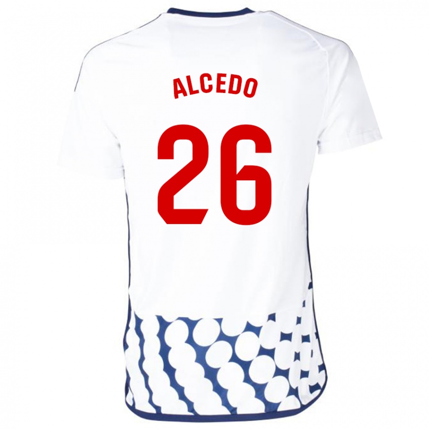 Mænd Juan María Alcedo #26 Hvid Udebane Spillertrøjer 2023/24 Trøje T-Shirt