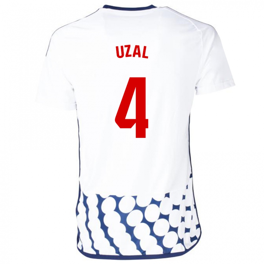 Mænd Yeray Uzal #4 Hvid Udebane Spillertrøjer 2023/24 Trøje T-Shirt