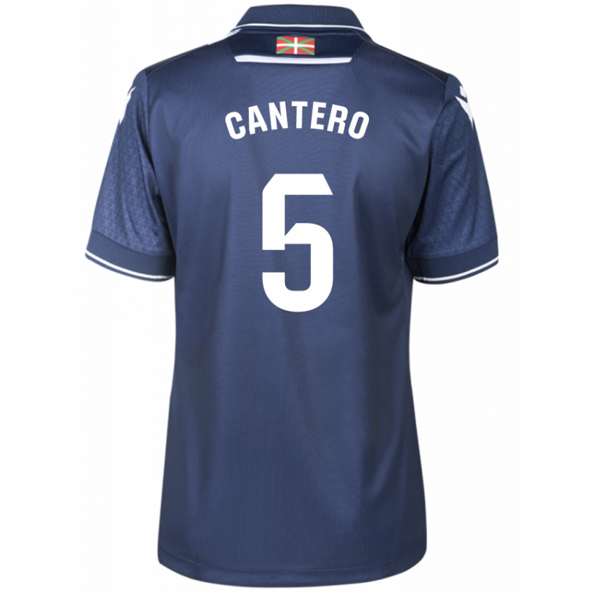 Mænd Yago Cantero #5 Flåde Udebane Spillertrøjer 2023/24 Trøje T-Shirt