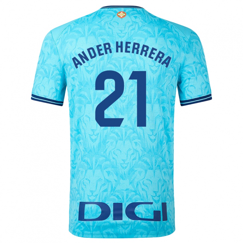 Mænd Ander Herrera #21 Himmelblå Udebane Spillertrøjer 2023/24 Trøje T-Shirt