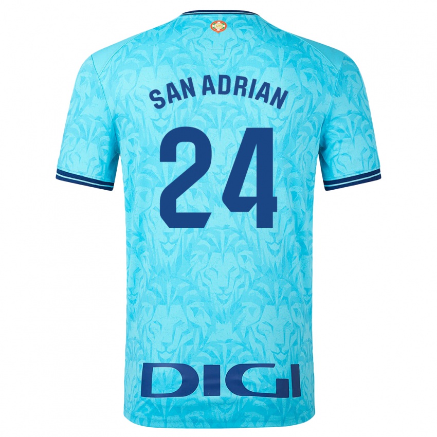 Mænd Marta San Adrián Rocandio #24 Himmelblå Udebane Spillertrøjer 2023/24 Trøje T-Shirt