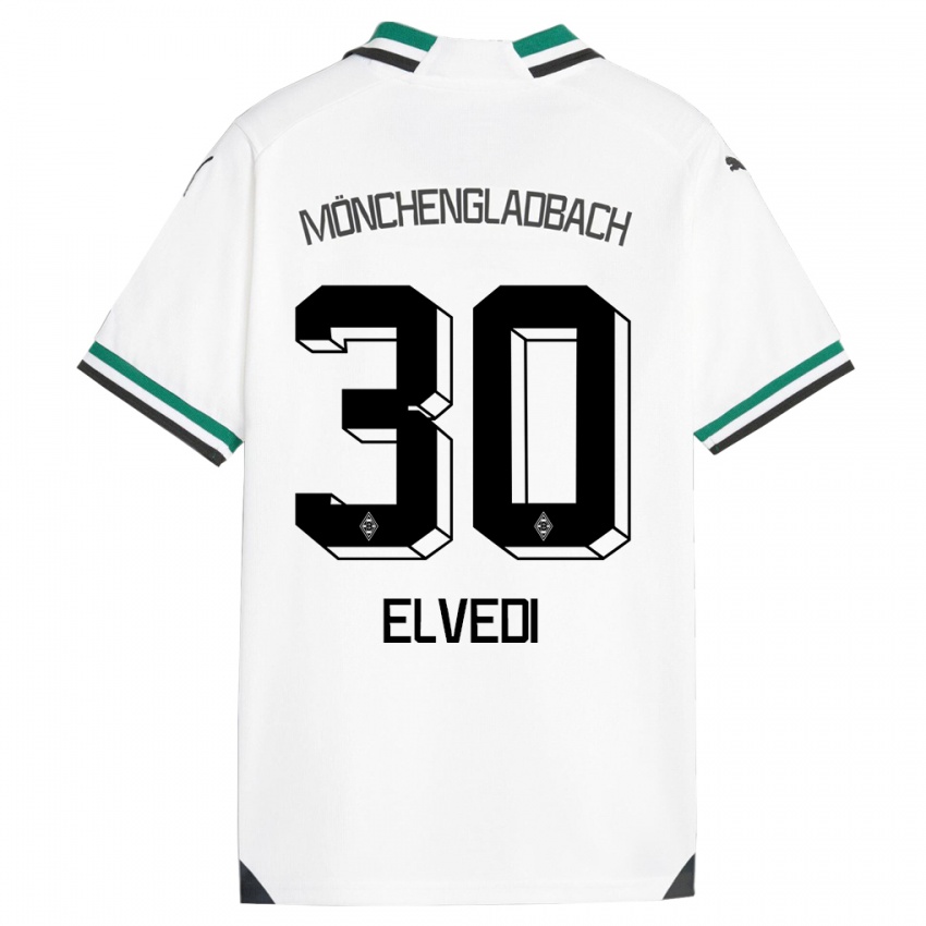 Kvinder Nico Elvedi #30 Hvid Grøn Hjemmebane Spillertrøjer 2023/24 Trøje T-Shirt