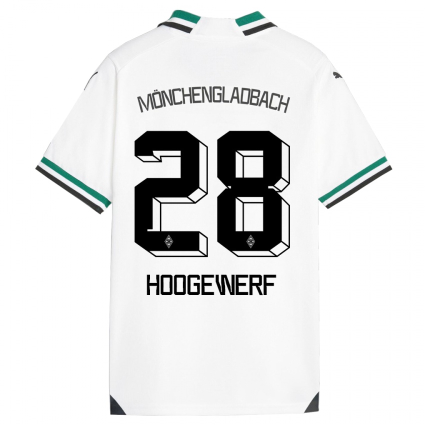 Kvinder Dillon Hoogewerf #28 Hvid Grøn Hjemmebane Spillertrøjer 2023/24 Trøje T-Shirt