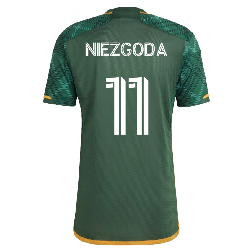 Kvinder Jaroslaw Niezgoda #11 Grøn Hjemmebane Spillertrøjer 2023/24 Trøje T-Shirt