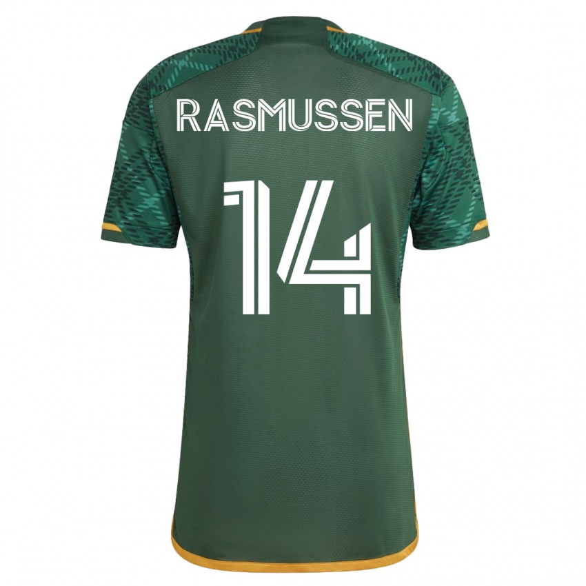 Kvinder Justin Rasmussen #14 Grøn Hjemmebane Spillertrøjer 2023/24 Trøje T-Shirt
