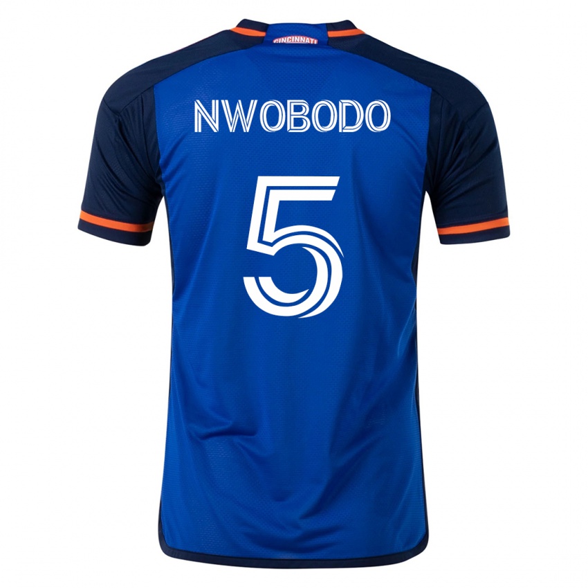 Kvinder Obinna Nwobodo #5 Blå Hjemmebane Spillertrøjer 2023/24 Trøje T-Shirt