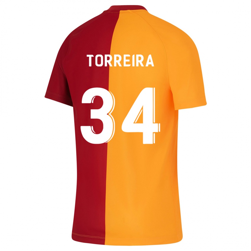 Kvinder Lucas Torreira #34 Appelsin Hjemmebane Spillertrøjer 2023/24 Trøje T-Shirt