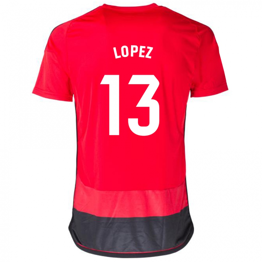 Kvinder Luis López #13 Rød Sort Hjemmebane Spillertrøjer 2023/24 Trøje T-Shirt