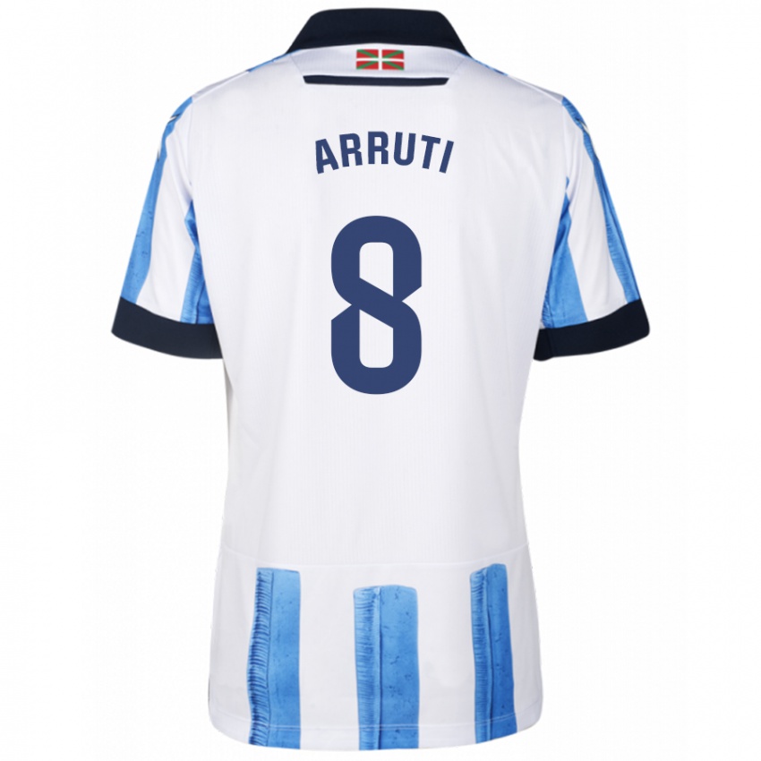 Kvinder Martín Arruti #8 Blå Hvid Hjemmebane Spillertrøjer 2023/24 Trøje T-Shirt