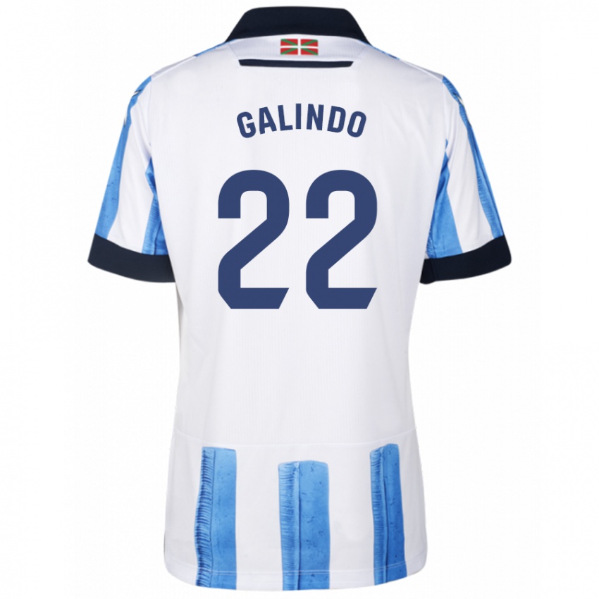 Kvinder Iker Galindo #22 Blå Hvid Hjemmebane Spillertrøjer 2023/24 Trøje T-Shirt
