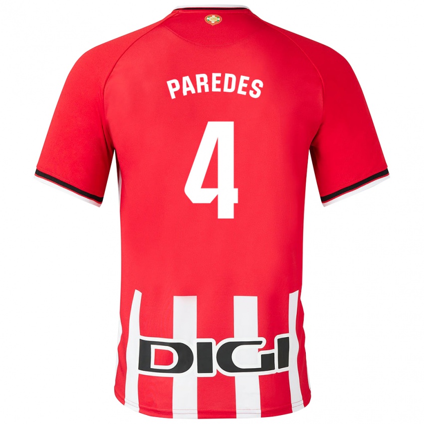 Kvinder Aitor Paredes #4 Rød Hjemmebane Spillertrøjer 2023/24 Trøje T-Shirt