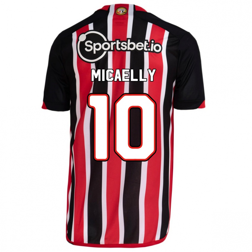 Kvinder Micaelly #10 Blå Rød Udebane Spillertrøjer 2023/24 Trøje T-Shirt