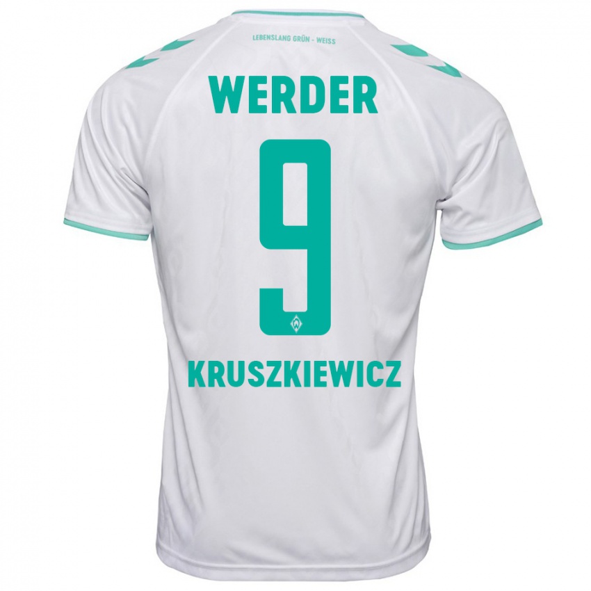 Kvinder Jakub Kruszkiewicz #9 Hvid Udebane Spillertrøjer 2023/24 Trøje T-Shirt