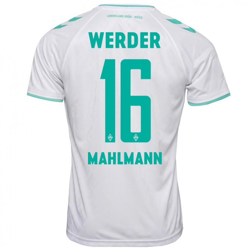 Kvinder Justus Mahlmann #16 Hvid Udebane Spillertrøjer 2023/24 Trøje T-Shirt