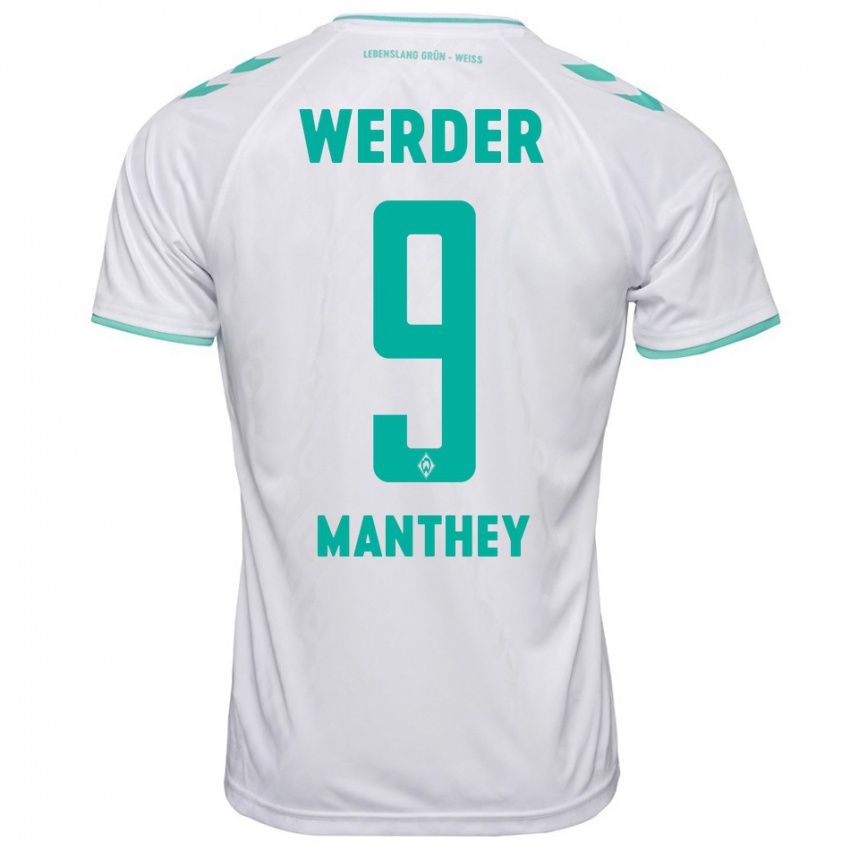 Kvinder Kevin Manthey #9 Hvid Udebane Spillertrøjer 2023/24 Trøje T-Shirt
