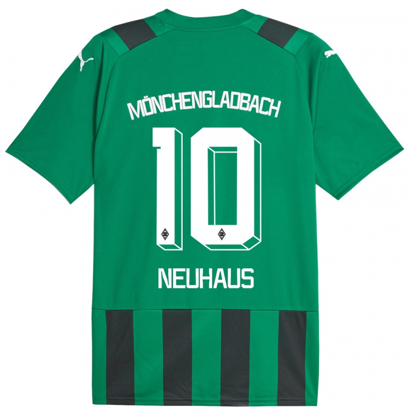 Kvinder Florian Neuhaus #10 Sort Grøn Udebane Spillertrøjer 2023/24 Trøje T-Shirt