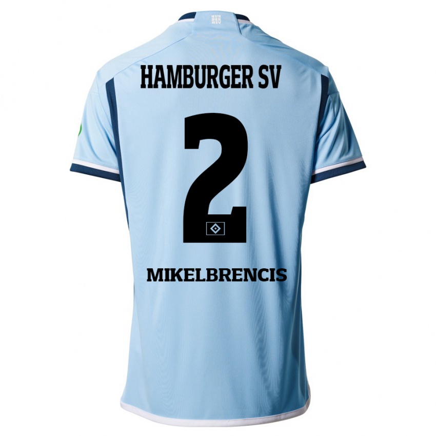 Kvinder William Mikelbrencis #2 Blå Udebane Spillertrøjer 2023/24 Trøje T-Shirt