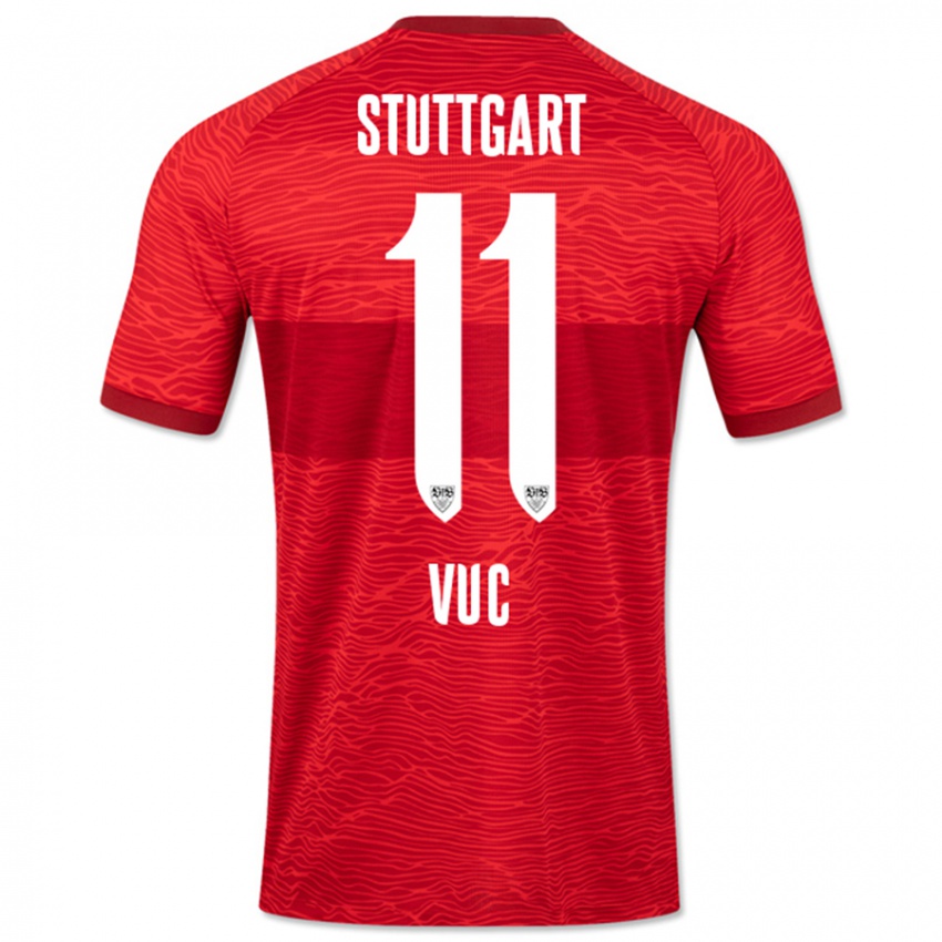 Kvinder Patrick Vuc #11 Rød Udebane Spillertrøjer 2023/24 Trøje T-Shirt