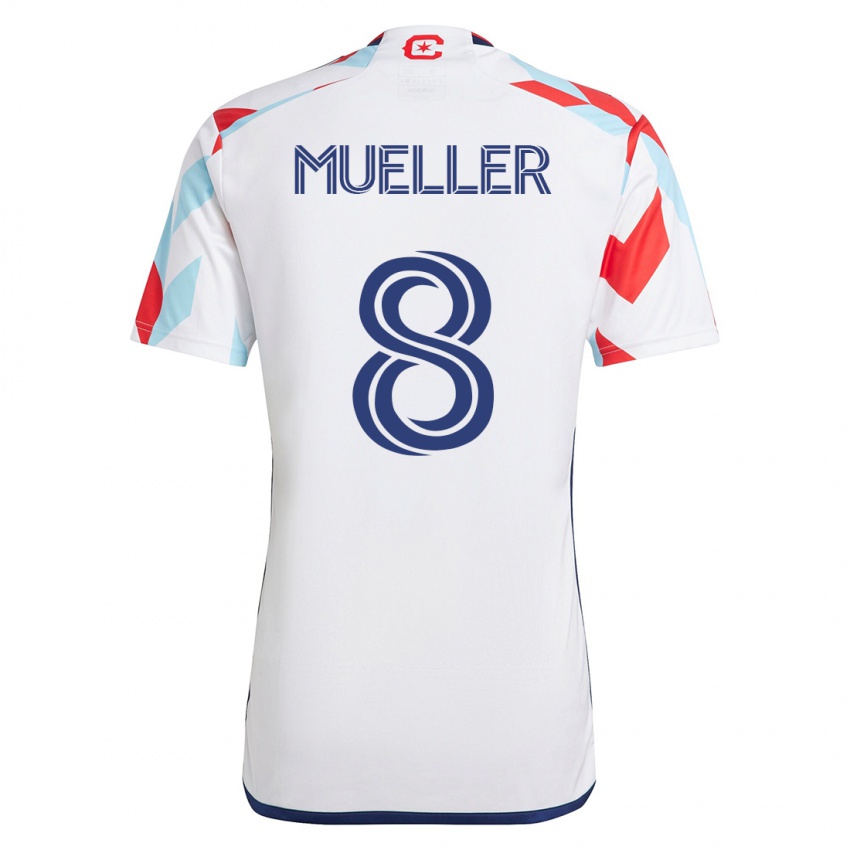 Kvinder Chris Mueller #8 Hvid Blå Udebane Spillertrøjer 2023/24 Trøje T-Shirt