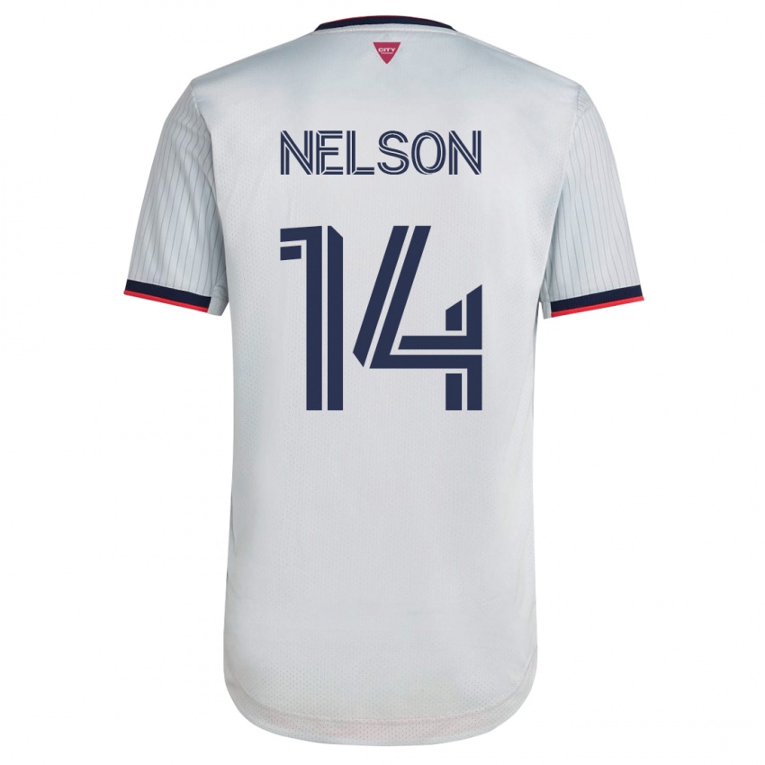 Kvinder John Nelson #14 Hvid Udebane Spillertrøjer 2023/24 Trøje T-Shirt